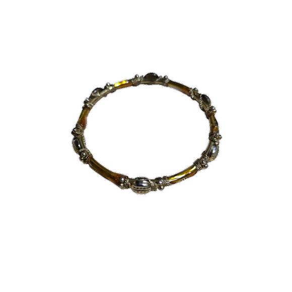 Estate Jewelry - Amber Enamel Hinged Bangle Bracelet